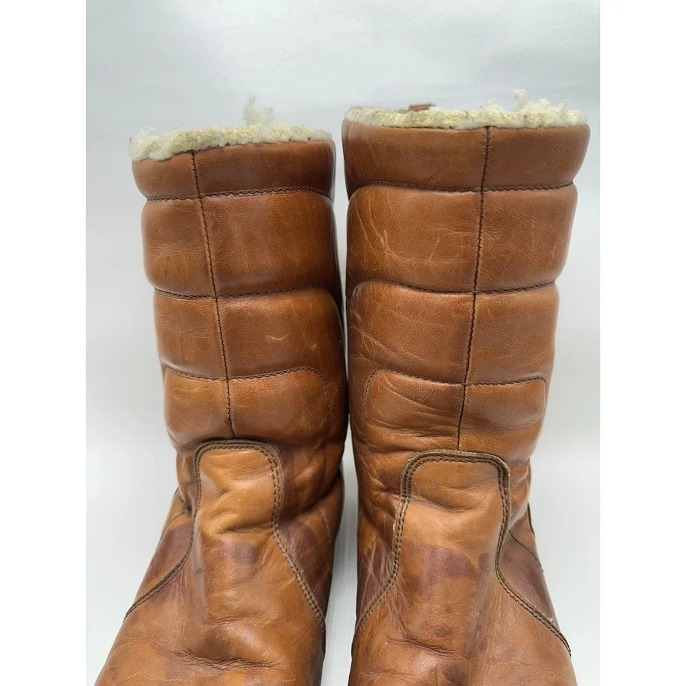 DEXTER Leather Sherpa Winter Boots Womens 11 Quilted Gumsole USA Made‎ Vintage